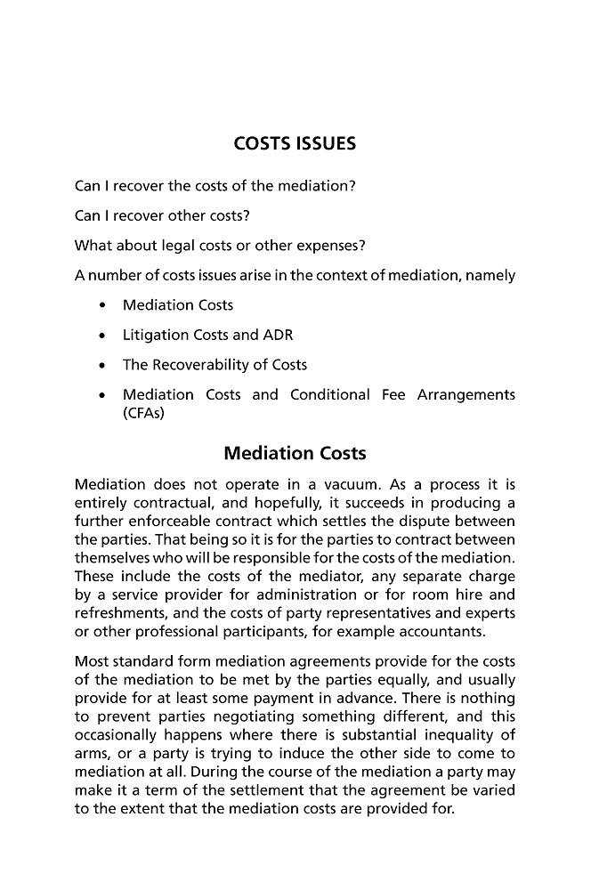 LU009: A Lay Guide to Costs and Fees Issues in Mediation