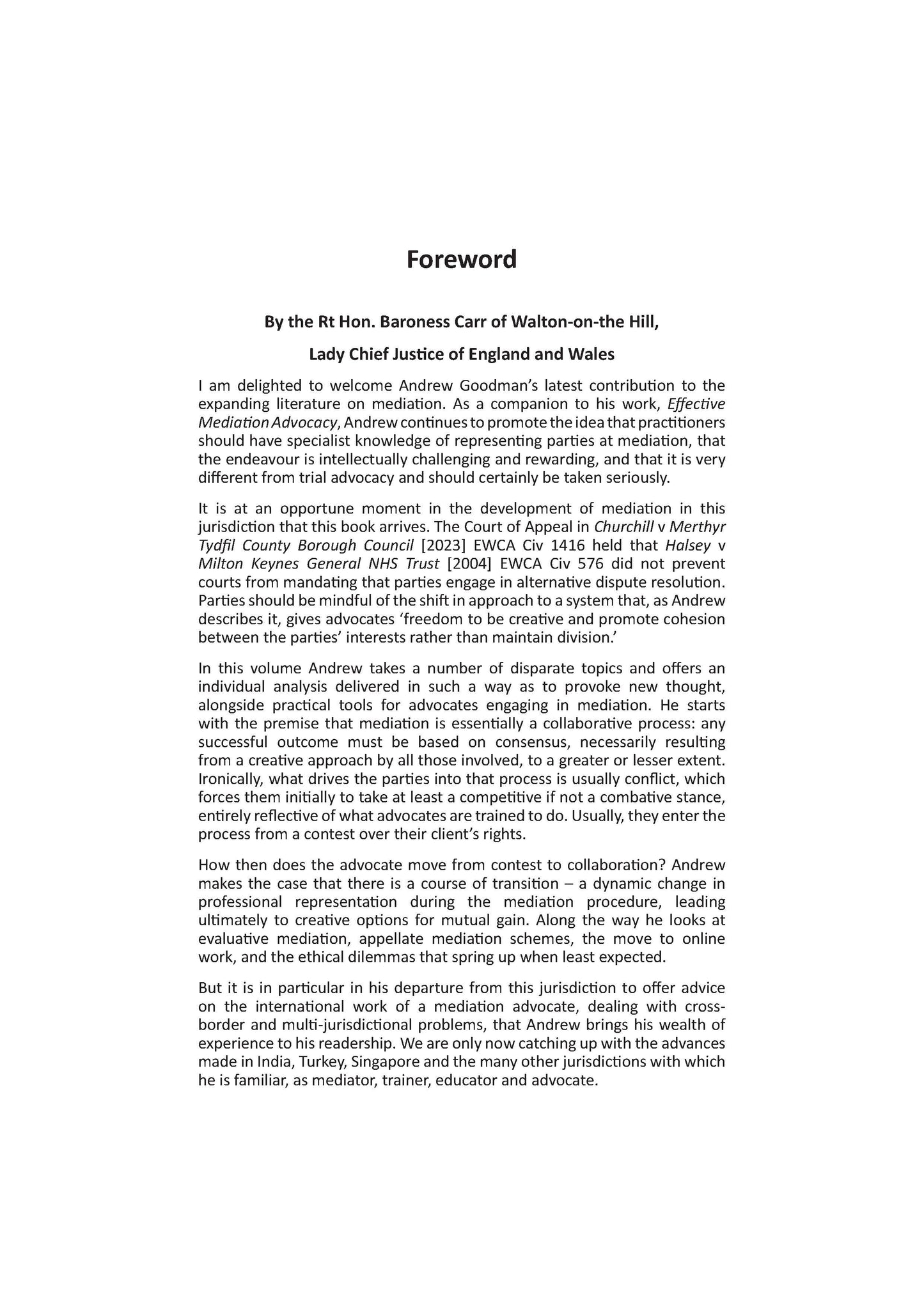 Advanced Mediation Advocacy