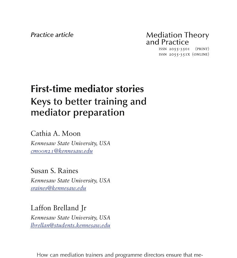 First-time mediator stories - Keys to better training and mediator preparation