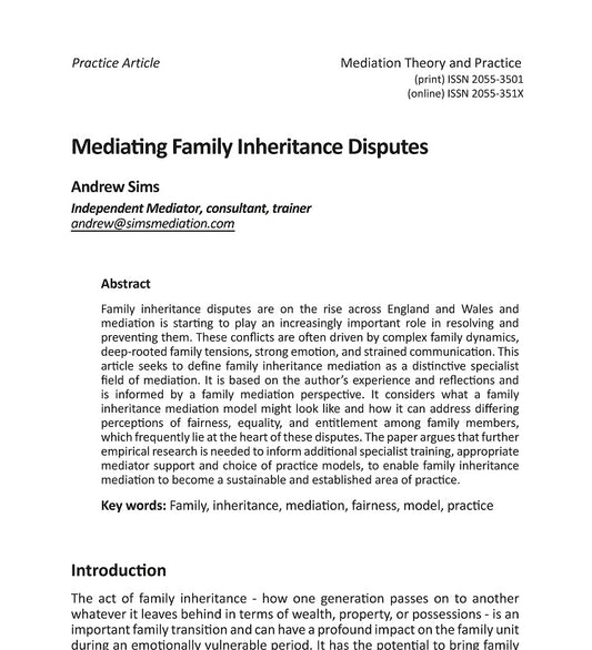 Mediating Family Inheritance Disputes
