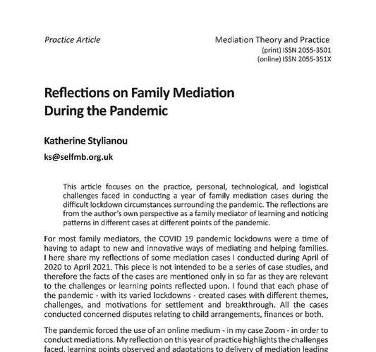 Reflections on Family Mediation During the Pandemic